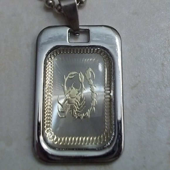 New Stainless Steel Scorpio Dog Tag Necklace - Picture 1 of 3